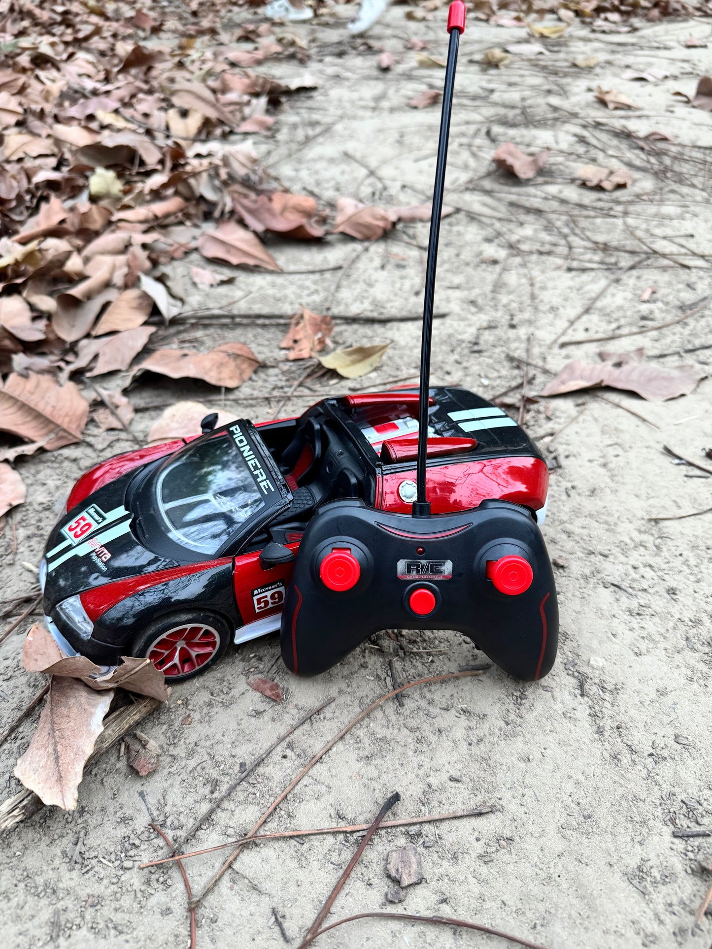 Remote Control Sports Car with Headlights & Door Opening Feature (Rechargeable)