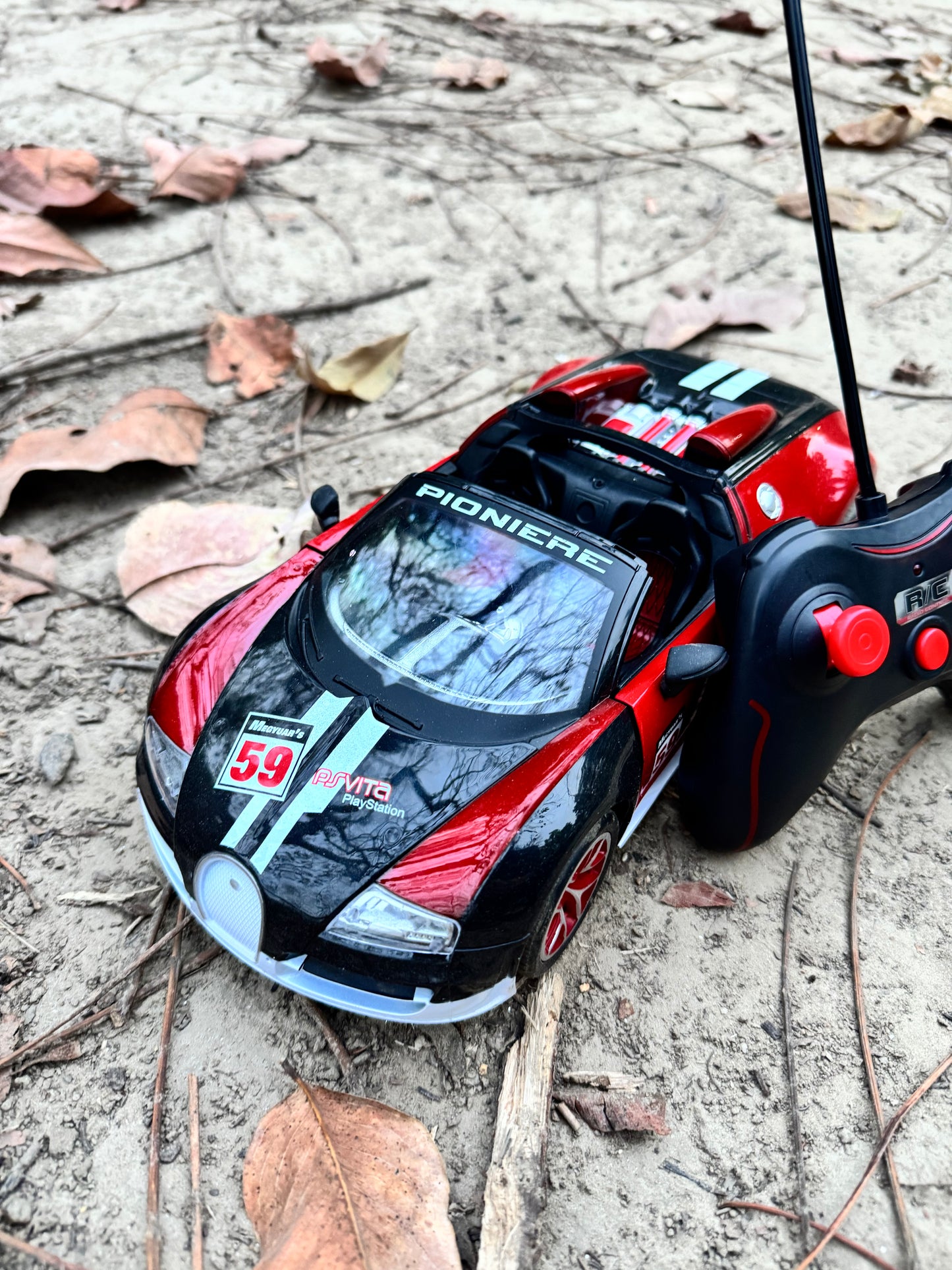 Remote Control Sports Car with Headlights & Door Opening Feature (Rechargeable)