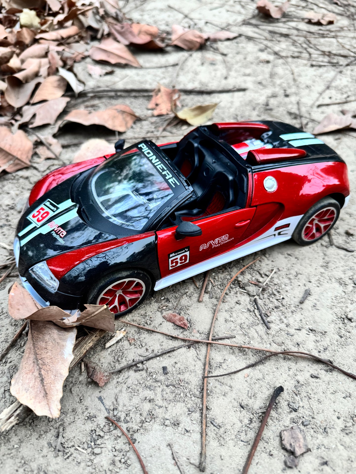 Remote Control Sports Car with Headlights & Door Opening Feature (Rechargeable)