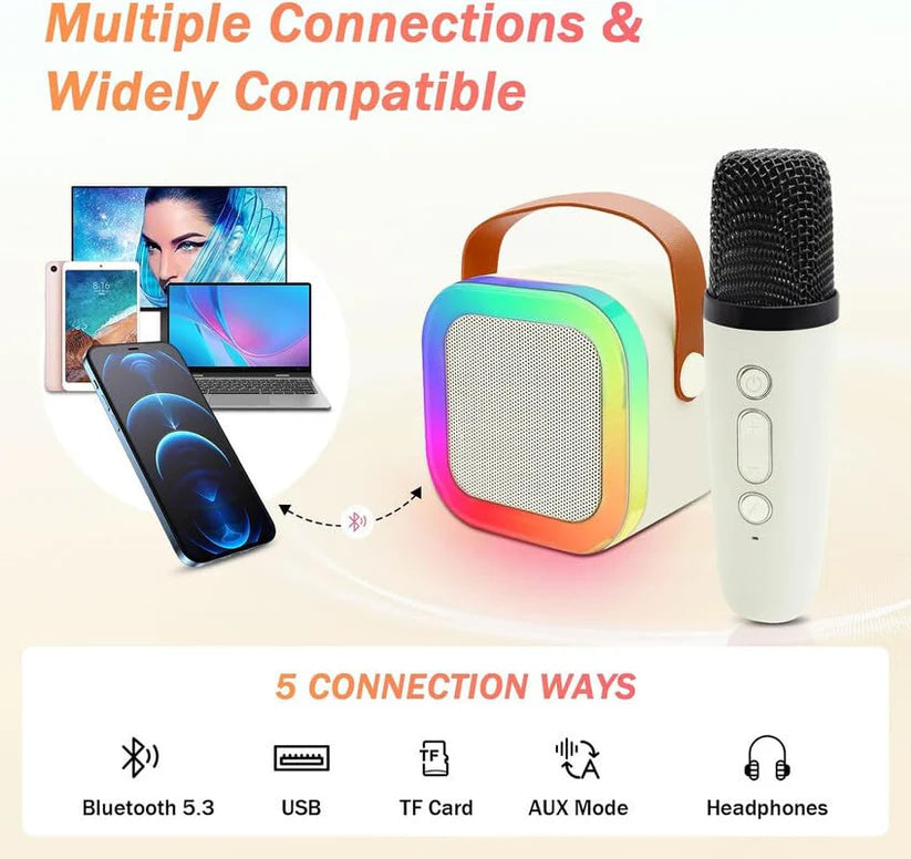 K12 Mini Karaoke Speaker with 2 Wireless Microphone